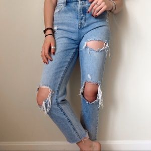PACSUN high rise straight distressed jeans